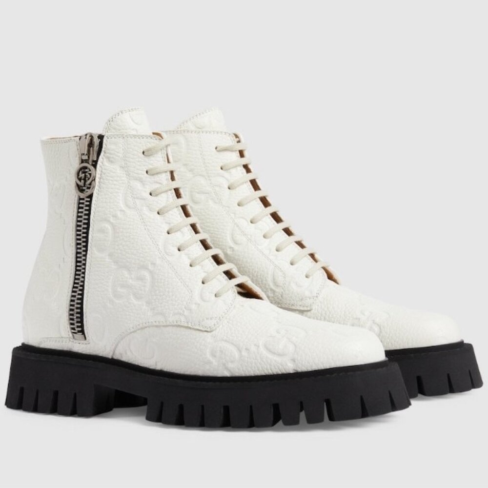 NIB Gucci Novo GG quilted leather combat lug sole boots IT 39 US 9